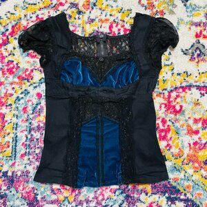 Vintage blue and black Tripp Nyc corset top